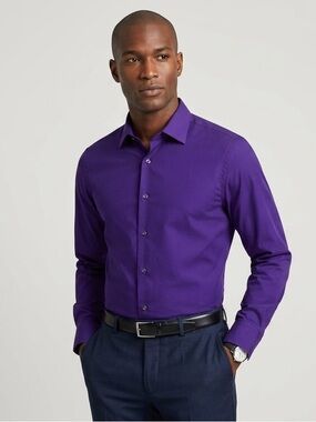 Marc Anthony Men's Purple Dress Shirt - Long Sleeve Size 16 32/33